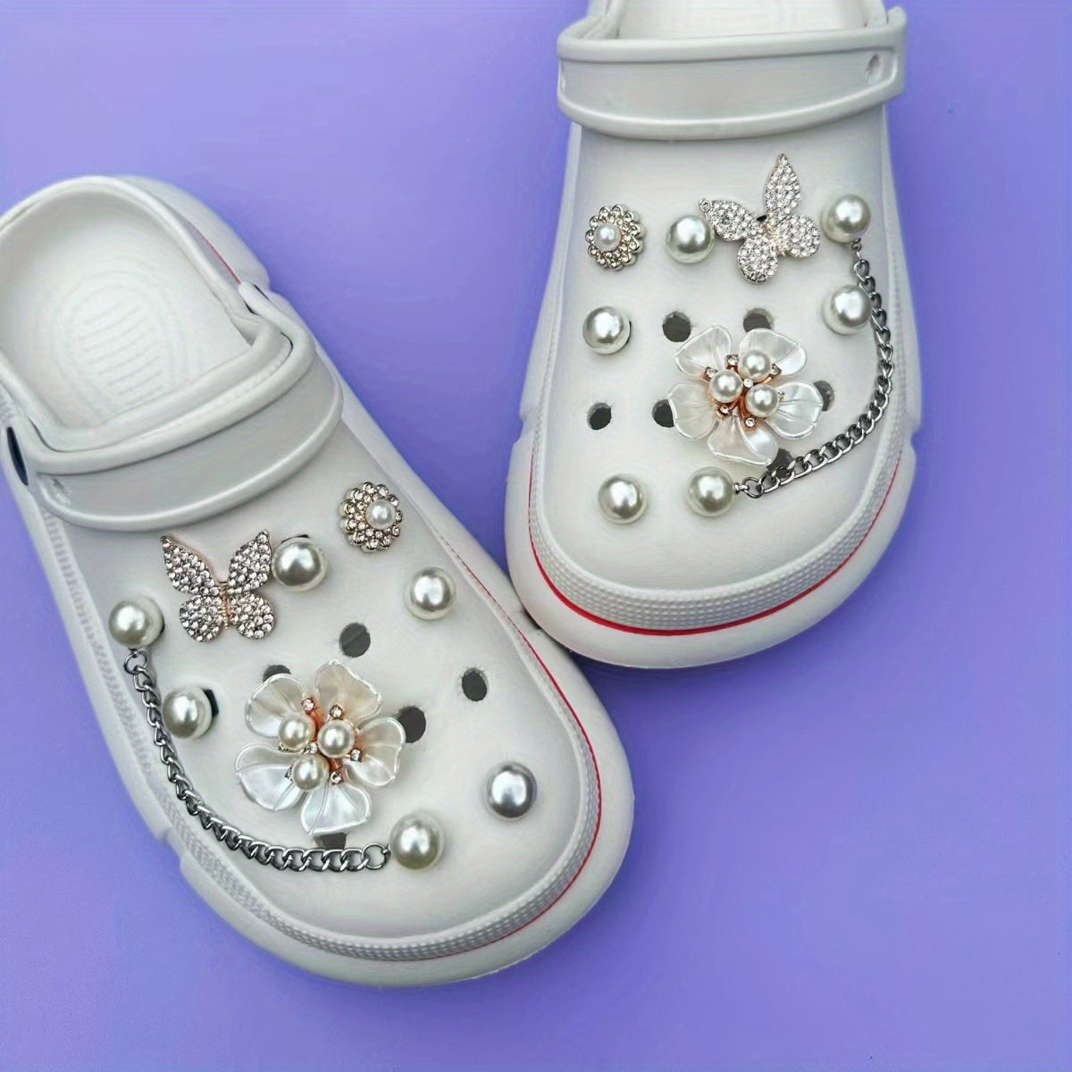 12PCS Shoe Accessories Faux Pearl & Flower & Butterfly Gift For Girls Women