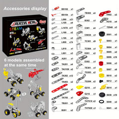 272pcs Metal Building Blocks DIY Engineering Educational Toy for Ages 8