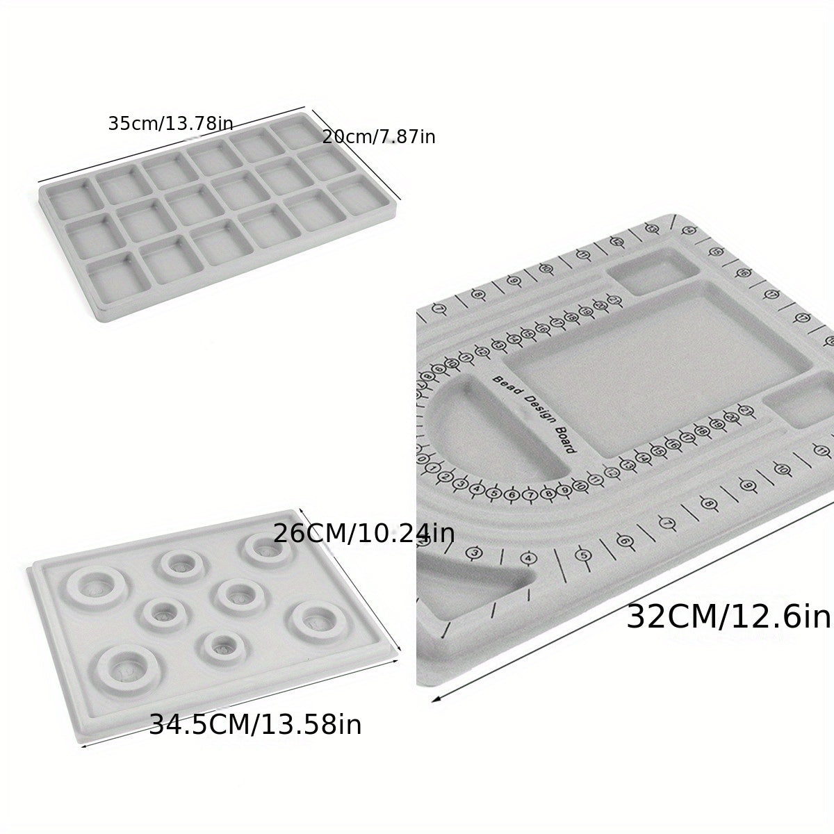 3pcs DIY Beading Tray Bead Board Bracelet Flocked Bead Board