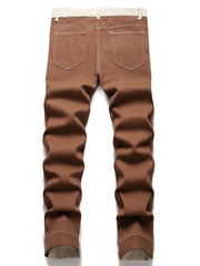 Patchwork Block Jeans Mens Casual Street Style Denim Pants