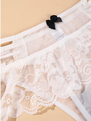 Women's Plus Size Bow Panties Thongs Set