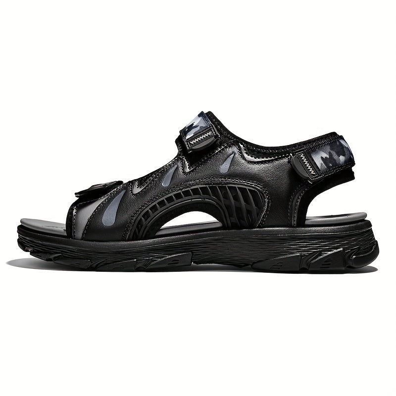 Men's Leather Hiking Sandals With Camo Print