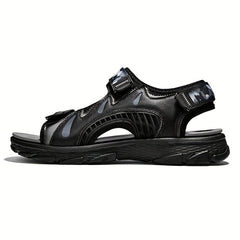 Men's Leather Hiking Sandals With Camo Print