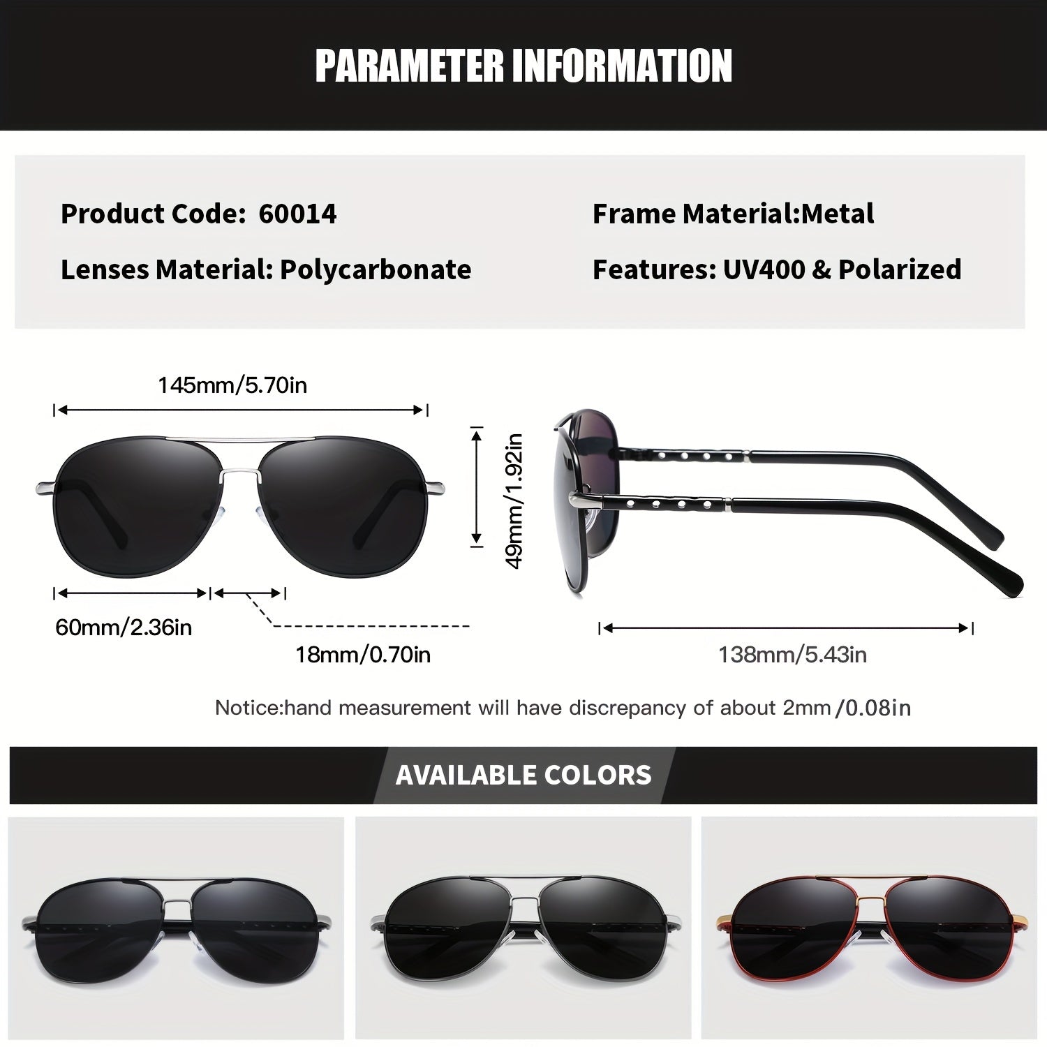 RoyalHot Pilot Frog Mirror Metal Polarized Sunglasses