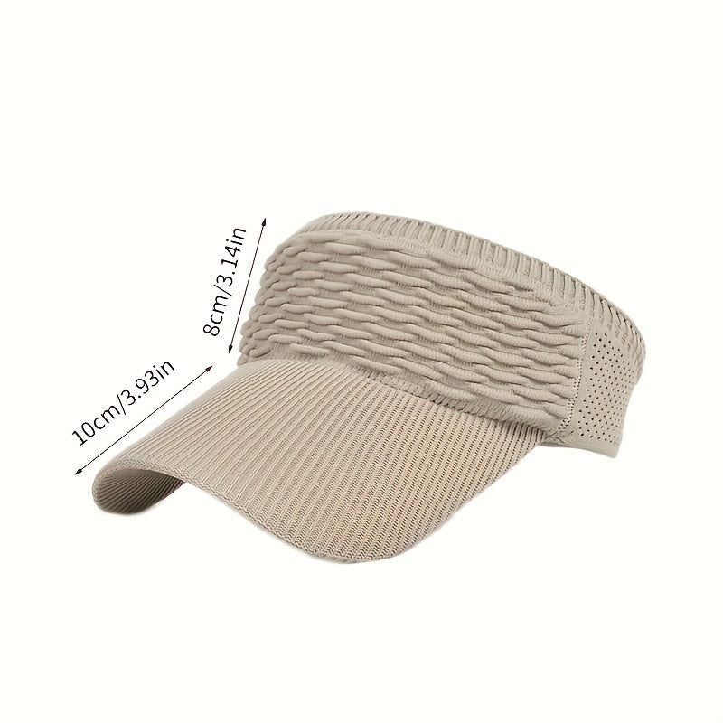 Ruched Knitted Ponytail Visor Hat Elastic Sports Sun Hat Lightweight