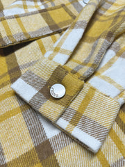 Plaid Print Cropped Jacket Button Front Long Sleeve Outerwear