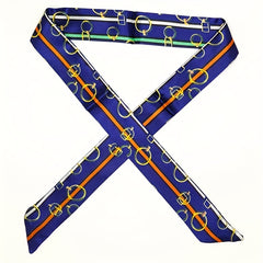 Ring Print Twilly Scarf Vintage Ribbon Neckerchief Satin Hair Ribbon Set