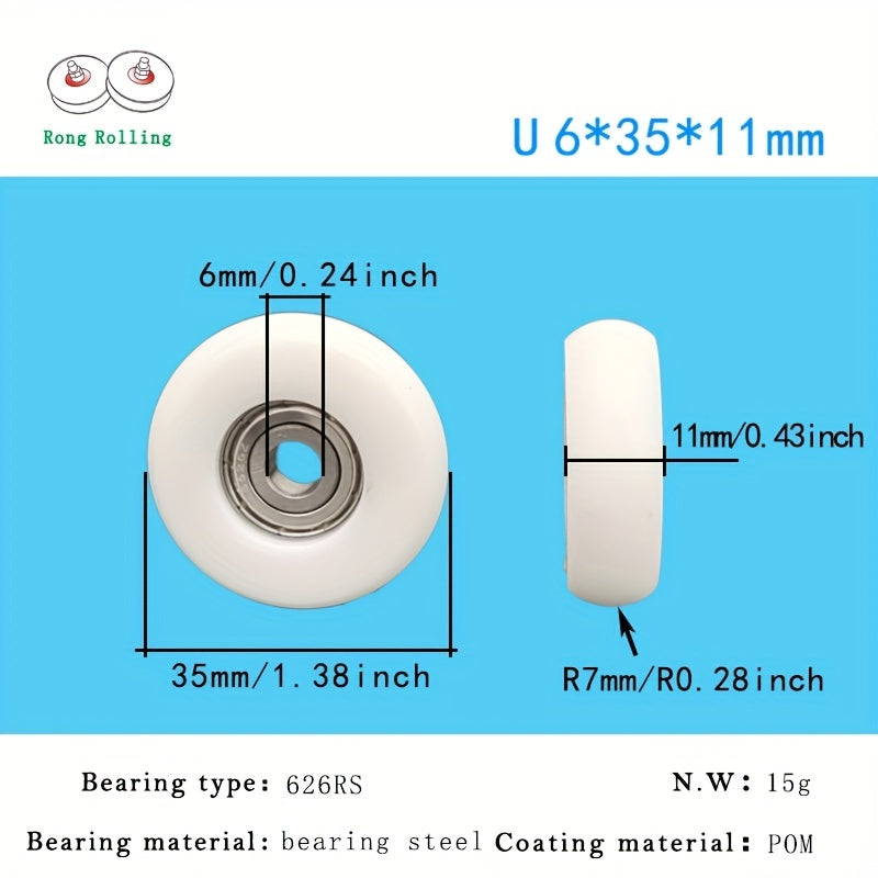 10pcs 626zz Rubber Coated Bearing 6x35x11mm Steel Material Spherical Bearing