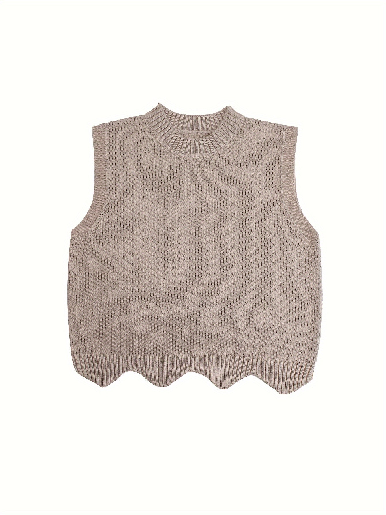 Casual Sweater Vest Floral Trim Knit Vest