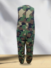 Camo Print V Neck Jumpsuit Sleeveless Wide Leg Jumpsuit