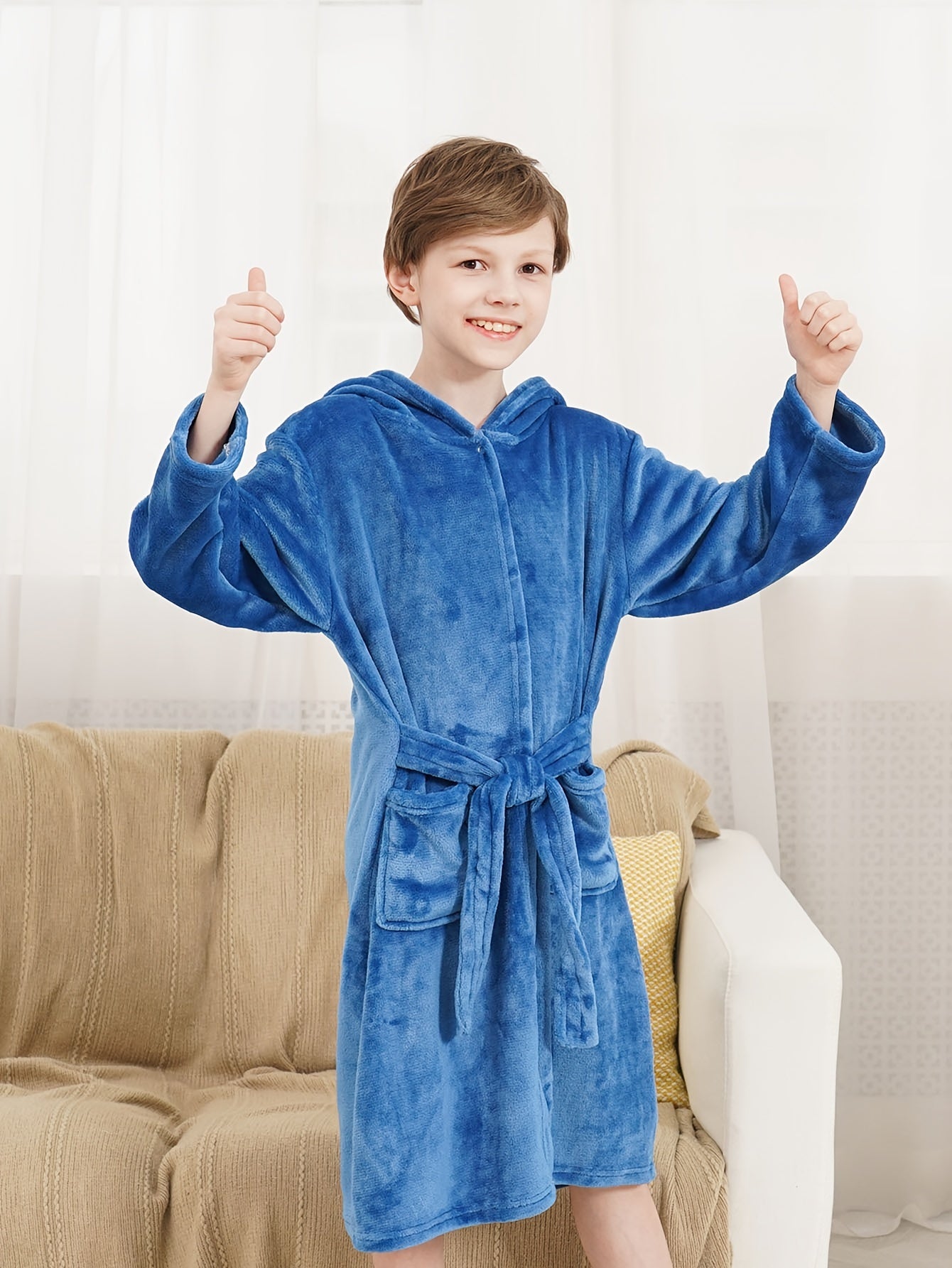 Kid's Cartoon Hooded Flannel Bathrobe PJ Set