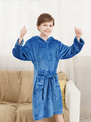 Kid's Cartoon Hooded Flannel Bathrobe PJ Set