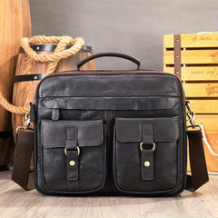 Men's PU Leather Large Capacity Business Crossbody Briefcase