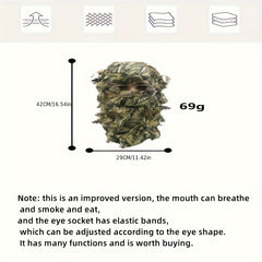 Ghillie Camo Leafy Hat 3D Face Mask for Outdoor Game