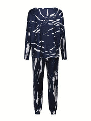 Women's Plus Tie Dye Long Sleeve Top & Pants Set