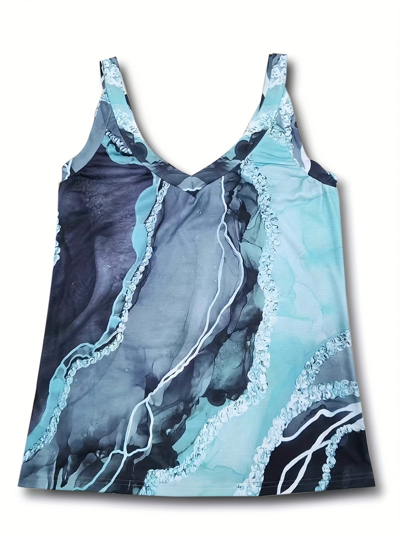 Women's All Over Print Tank Top Casual V Neck Summer Sleeveless Top