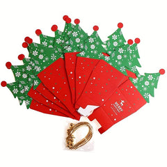 10pcs 3D Mini Christmas Tree Gift Boxes with Bells