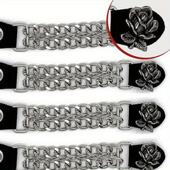 2pcs Steel Buckle Motorcycle Vest Extension Chain Retro Riding Style