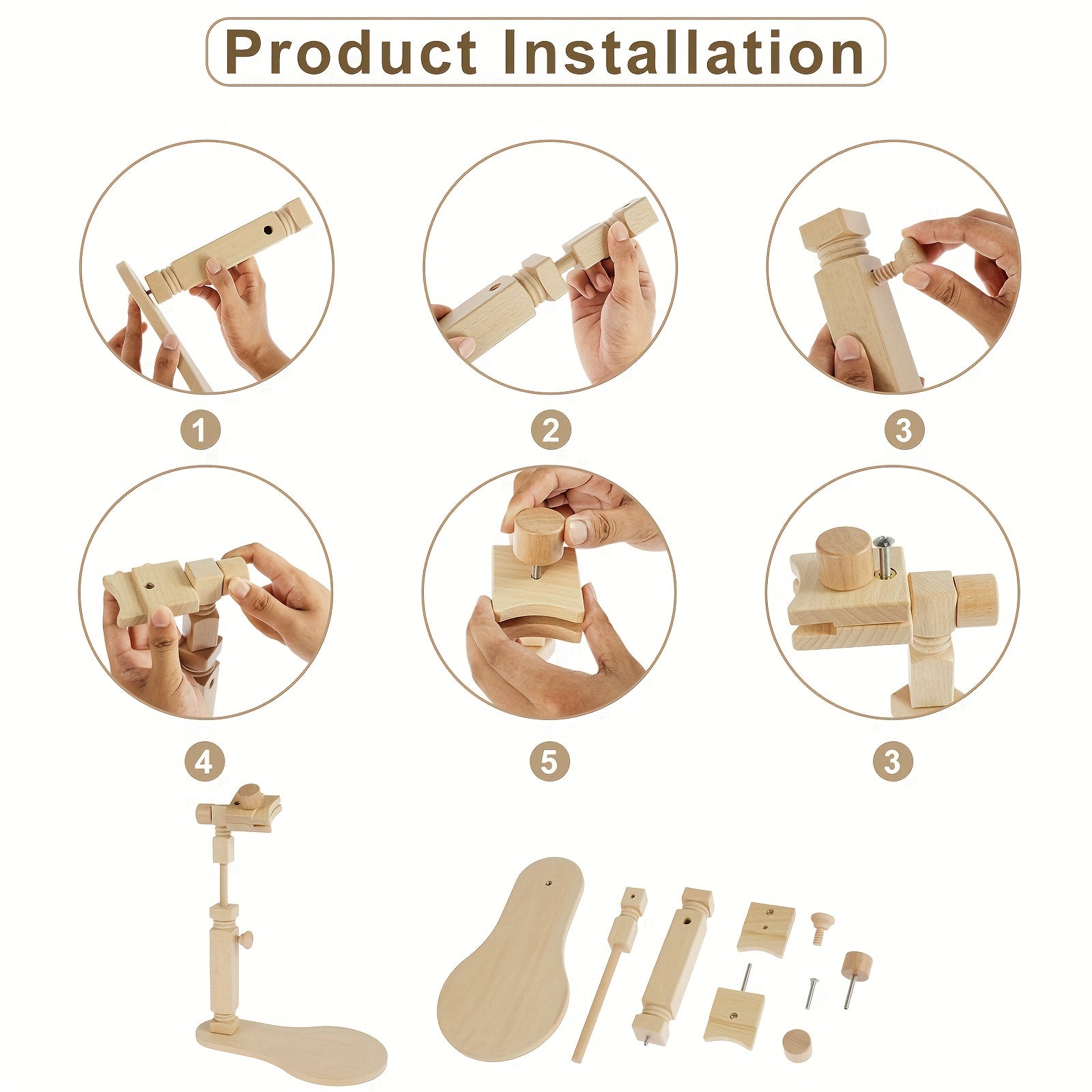 Adjustable Wooden Embroidery Hoop Stand Hands Cross Stitch Holder