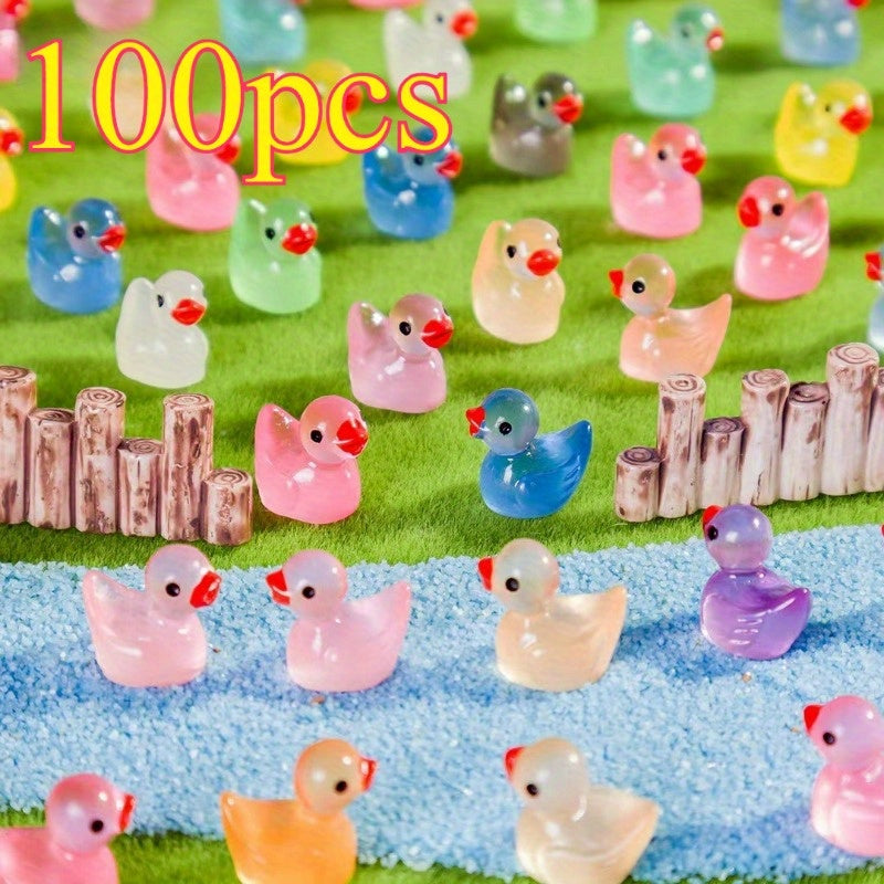 Glow in the Dark Duck Decorations 100pcs Pastel Colors Pink Green Purple
