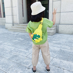 Girls Cartoon Dinosaur Print Canvas Mini Crossbody Bag