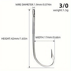 10pcs 34007 Stainless Steel Fishing Hook Long Straight Shank Hook
