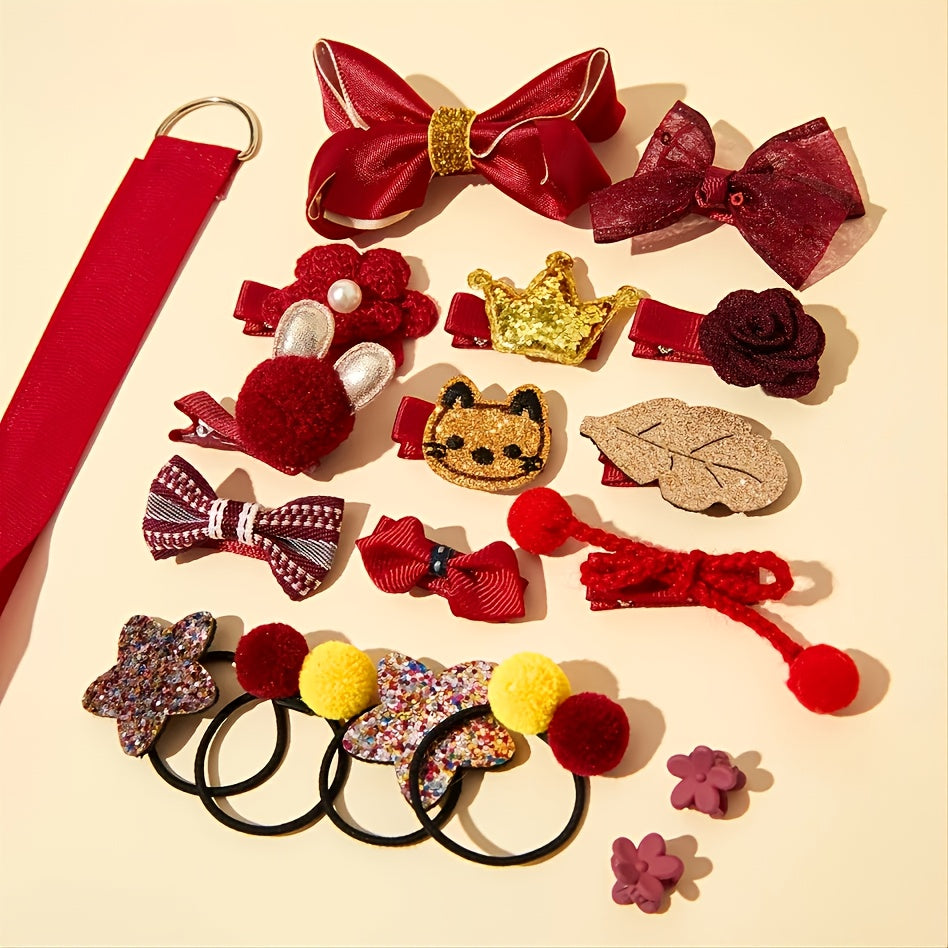 18pcs Girls Bow Hair Card Hair Clip Set Christmas Birthday Gift