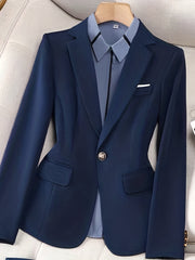 Button Front Lapel Blazer Long Sleeve Women's Clothing
