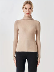 Solid Turtleneck Sweater Casual Long Sleeve Sweater For Fall & Winter