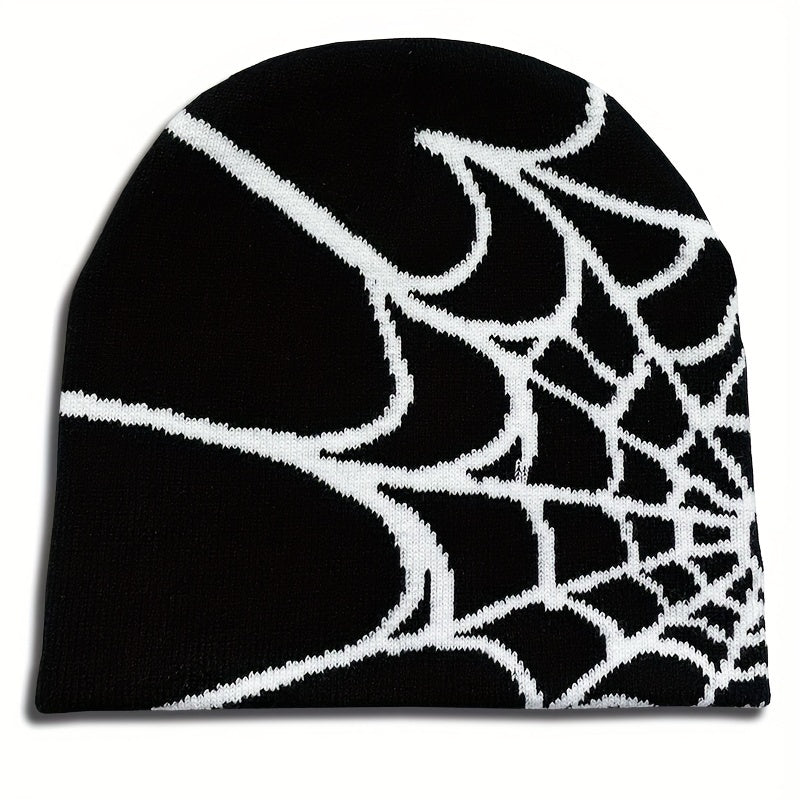 Y2K Gothic Spider Pattern Knitted Hat Beanie Winter Warm Beanies