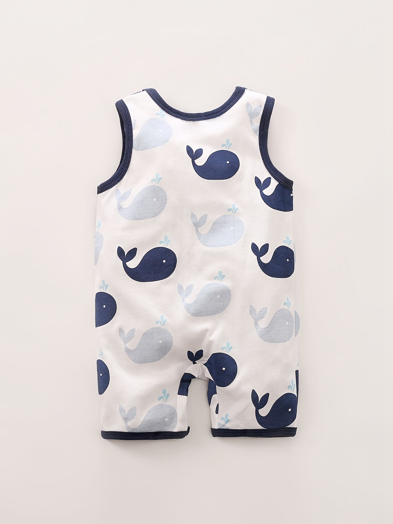 Cartoon Whale Print Romper Sleeveless Jumpsuit