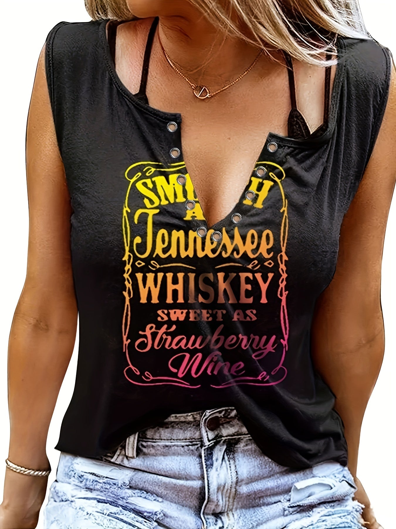 V Neck Sleeveless Tank Top Casual Basic Tank Top Women's Clothing