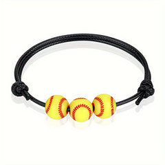 Adjustable Softball Charm Bracelet Inspirational Sports Wristband