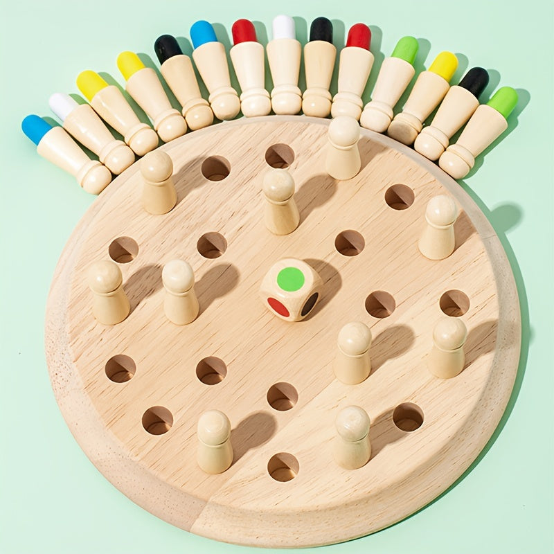 Memory Chess Puzzle Game Children's Toys Wooden Colorful Memory Chess