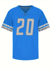 Men's Football Jersey V Neck Short Sleeve Embroidery Stitched Sweatshirt