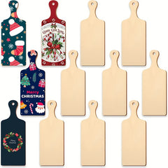 8pcs Mini Wooden Cutting Board With Handle & Ropes