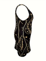 Chain Print Scoop Neck Tank Dress