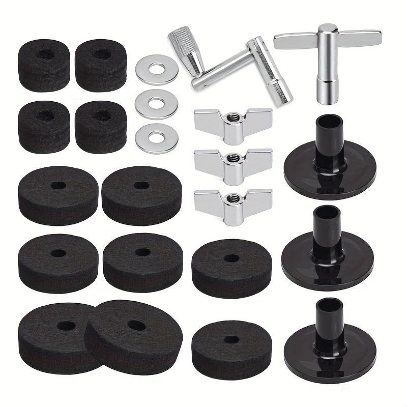 23pcs Cymbal Felts Hi Hat Clutch Felt Cymbal Stand Sleeves Base Wing Nuts Drum