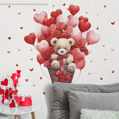 Rose Love Balloon Bear Wall Stickers Romantic Decor