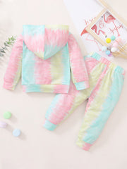 Cute 2 Piece Baby Girl Tie Dye Hoodie & Pants Set