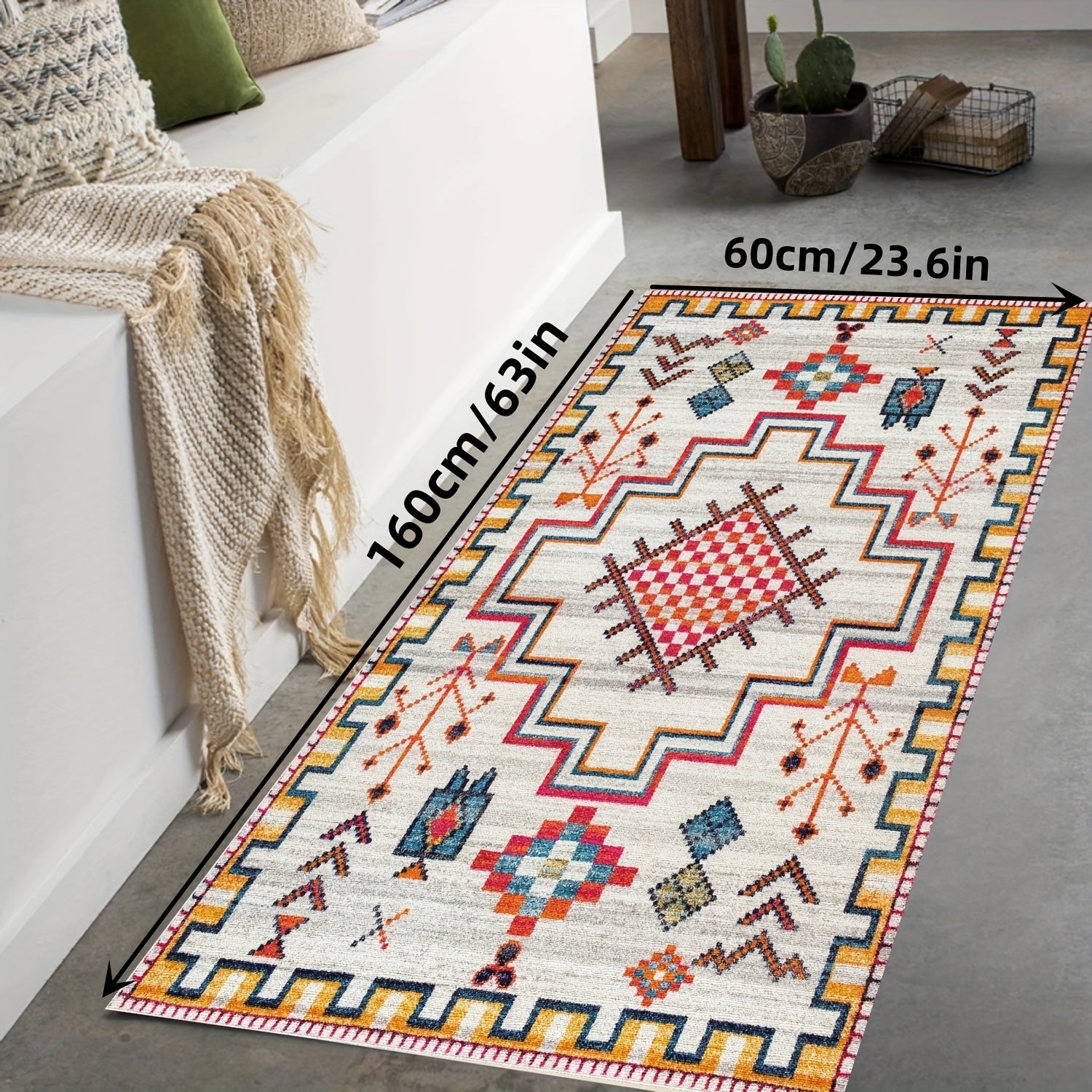Boho Geometric Area Rug Moroccan Modern Bohemian Indoor Soft Tufted Carpet
