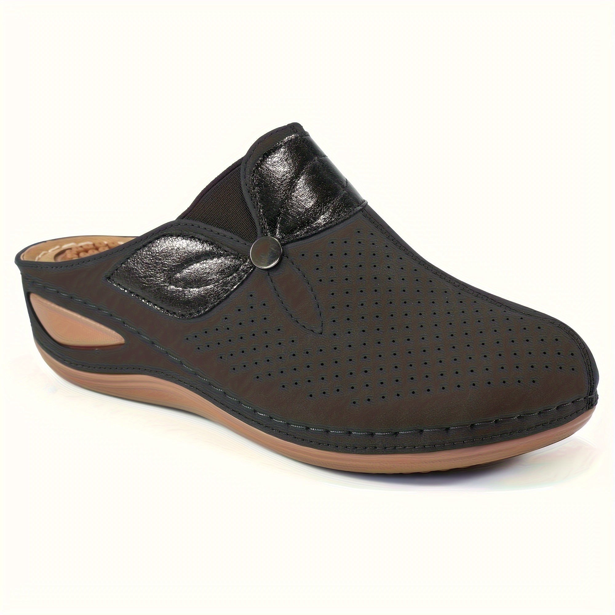 Solid Mesh Breathable Sports Sandals Heighten Faux Leather Slippers