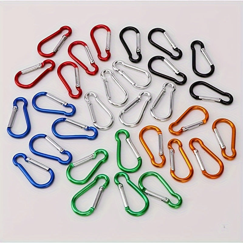 10pcs Aluminum D Ring Screw Lock Buckle Keychain Camping Hiking Fishing