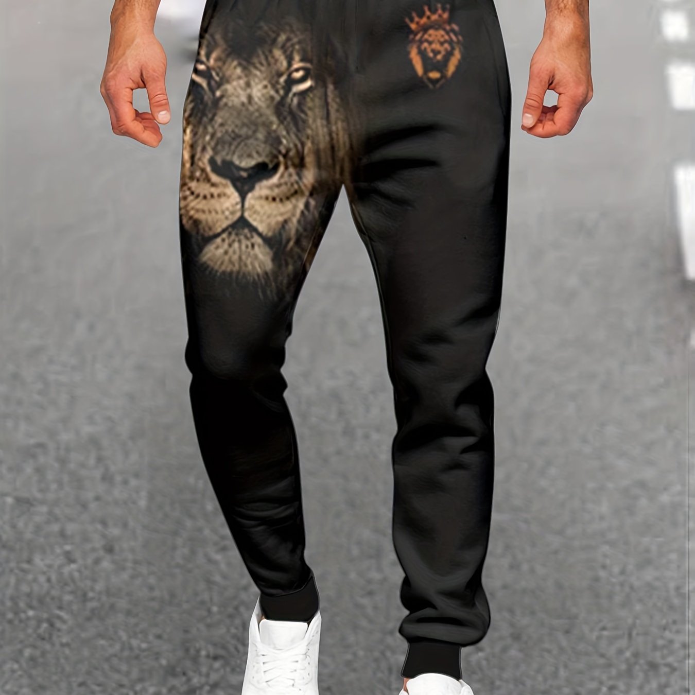 Men's Lion & Crown Graphic Sweatpants Casual Slightly Stretch Breathable Joggers