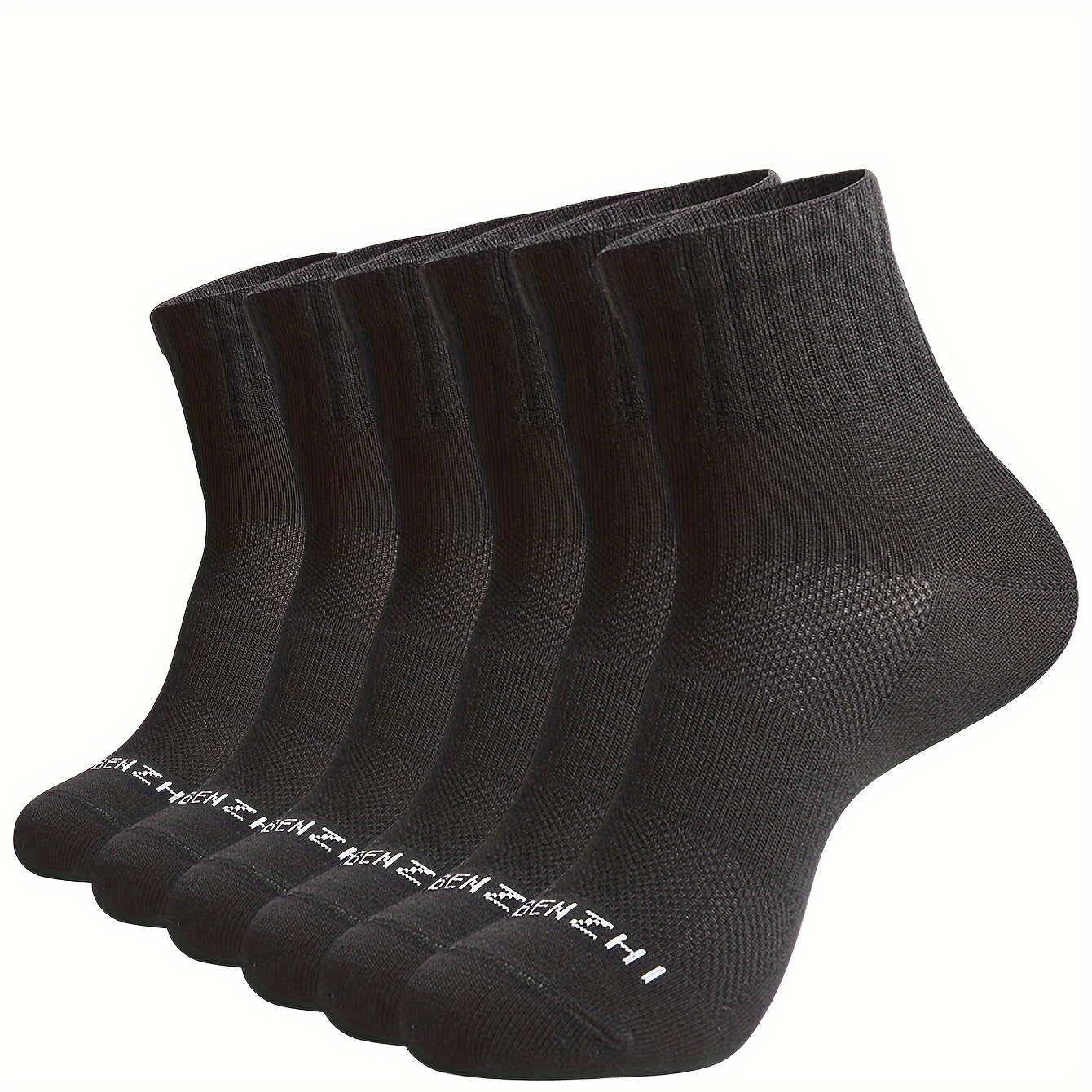 6 Pairs Men's Mid Crew Sport Socks Absorbent Breathable for Basketball Running