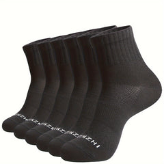 6 Pairs Men's Mid Crew Sport Socks Absorbent Breathable for Basketball Running