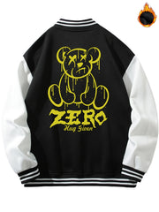 Men's Baseball Collar Muppet Bear Print Jacket
