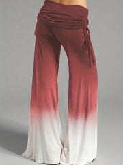 Women's Plus Tie Dye Ombre Print High Waist Wide Leg Drawstring Pant