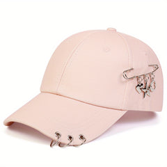 Star Iron Ring Baseball Cap Kpop Brooch Decor Casual Sun Hat Unisex