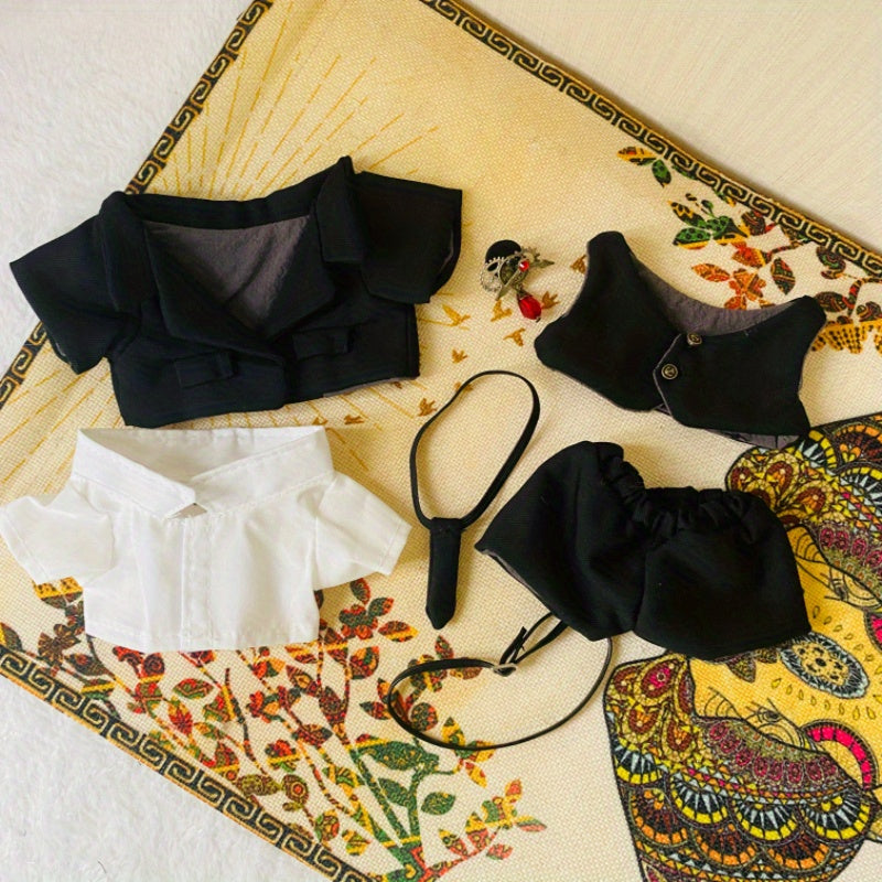 Cartoon Boy Doll Clothes Set Vest Shirt Pants Tie Belt